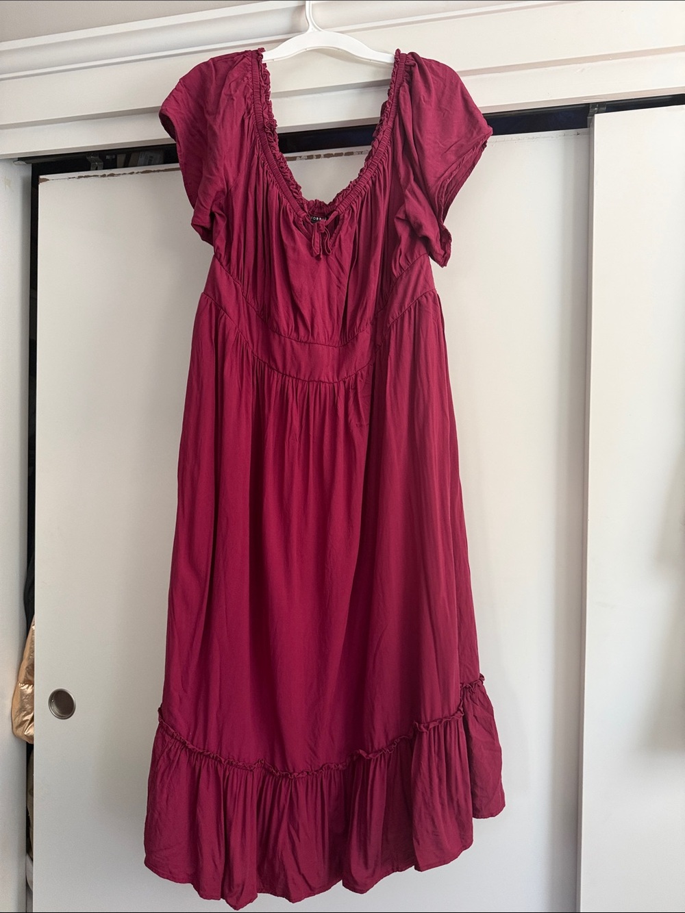 torrid Raspberry Red Midi Dress with Ruffle Hem